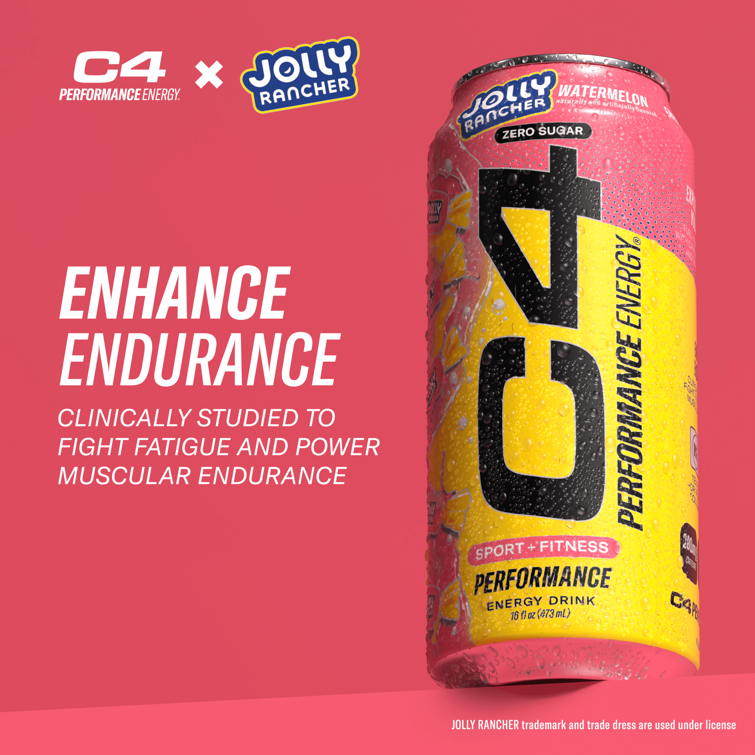 (4 pack) C4 Performance Energy Drink, Jolly Rancher Watermelon, 16 fl oz Single Can