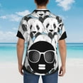 thumbnail image 4 of Kll Men'S Hawaiian Shirt Short Sleeve Button Down Beach Shirts-Black Head Woman With Panda Hair, 4 of 7