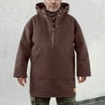thumbnail image 2 of Zylarhe Men Solid Color Retro Drawstring Stand Up Collar Hooded Sweatshirt Casual Loose Business Mid Length Long Sleeved Top Long Hoodie Zipper, 2 of 7