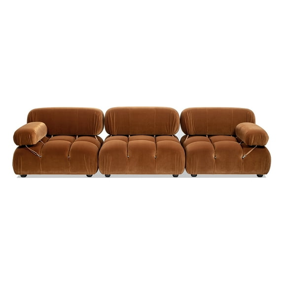 Jennifer Taylor Home Marcel 109.5" Bubble Modular Modern 3-Piece Sofa, Burnt Orange Performance Velvet