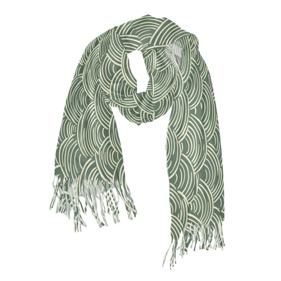FORMRS Womens Scarf Winter Soft Long Big Warm Shawls Wrap Tassel Scarves, Retro Green Abstract