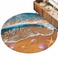 thumbnail image 2 of Round Area Rugs 4Ft, Coastal Beach Non-Slip Washable Circle Rugs Carpet, Summer Ocean Sea Waves Starfish Blue Beige Indoor Outdoor Rug Floor Mats Throw Runner for Bedroom Living Room Bathroom, 2 of 8
