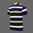 thumbnail image 3 of ZUKMRJPC Men's Striped Golf Shirts Classic 3 Buttons Collar Casual Summer Basic Tops Regular Fit Soft Comfortable Business Work Tops, 3 of 7