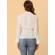 thumbnail image 5 of Blusa Unique Bargains Allegra K Cuello de pajarita Semitransparente Lunares Mujer XS Blanco, 5 of 6