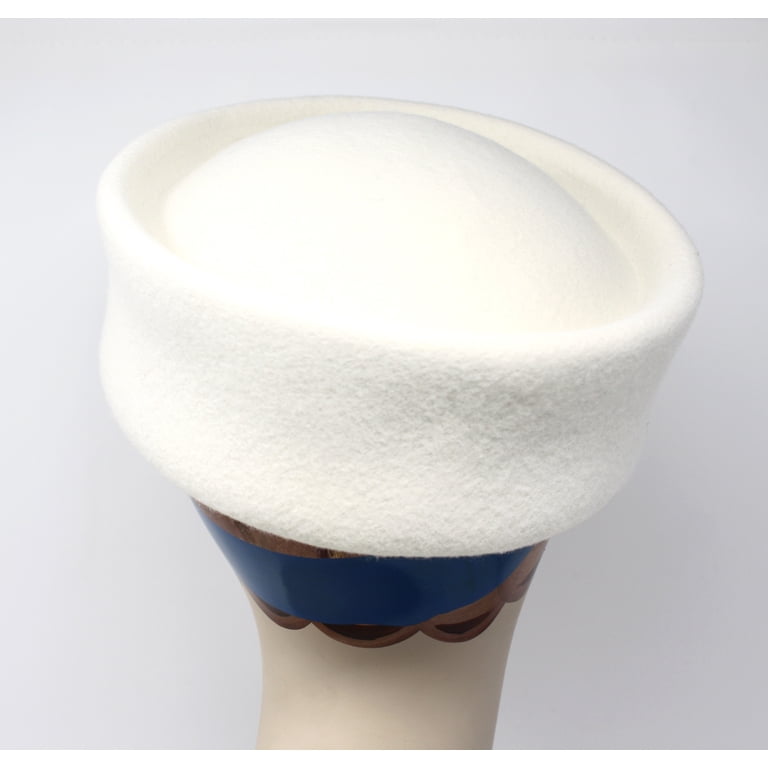 Ivory White Wool Felt Pillbox Hat - Classic Vintage Style  display picture 1