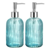Uxcell Soap Dispensers Set 13.5Oz Glass Dish Hand Soap Dispensers with Pumps for Kitchen Bathroom, 2Pack Blue