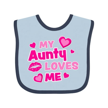 

Inktastic My Aunty Loves Me with Hearts and Kiss Gift Baby Boy or Baby Girl Bib