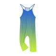 thumbnail image 3 of RXIRUCGD Girls Casual Jumpsuits Gradient Print Sleeveless Summer Rompers Long Pants With Pockets For 5-14 Years( Green, Size:13 Years ), 3 of 6