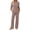 Coffee, variant on Pajamas Sets for Women Casual Two Piece Lounge Sets 3/4 Sleeve Crew Neck Top Wide Leg Pants Vacation Travel Outfits