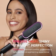 فرشاة فرد الشعر Tymo Ring، مشط فرد الشعر المصنوع من السيراميك المضاد للحروق، التحكم في التجعد واللمعان الناعم، جهد مزدوج، أسود، مع حقيبة سفر