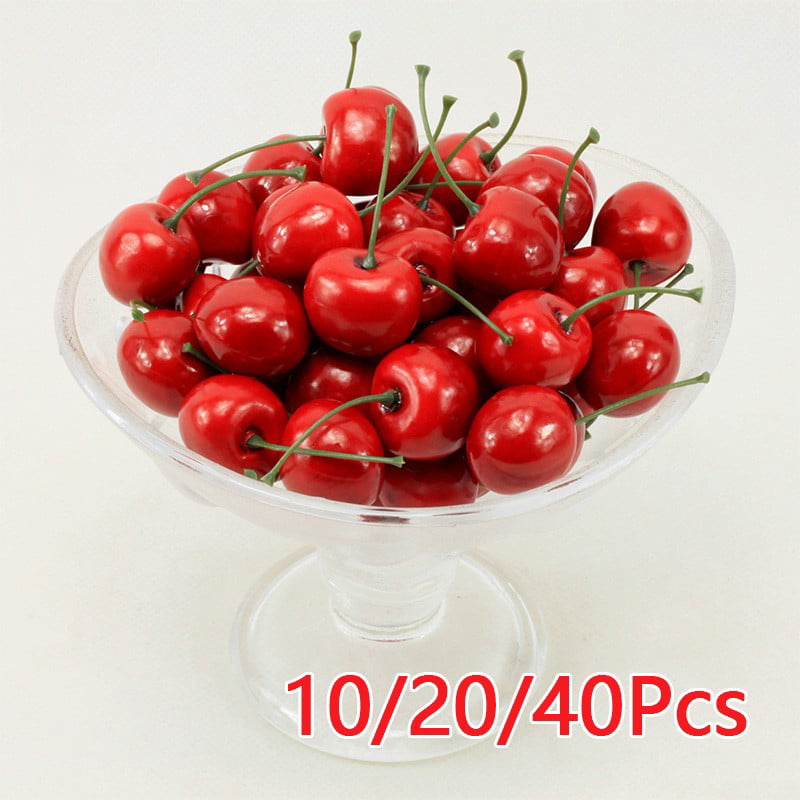 20Pcs Artificial Fake Cherry Fruit Food Wedding Party House Home Craft Decor、Fad 