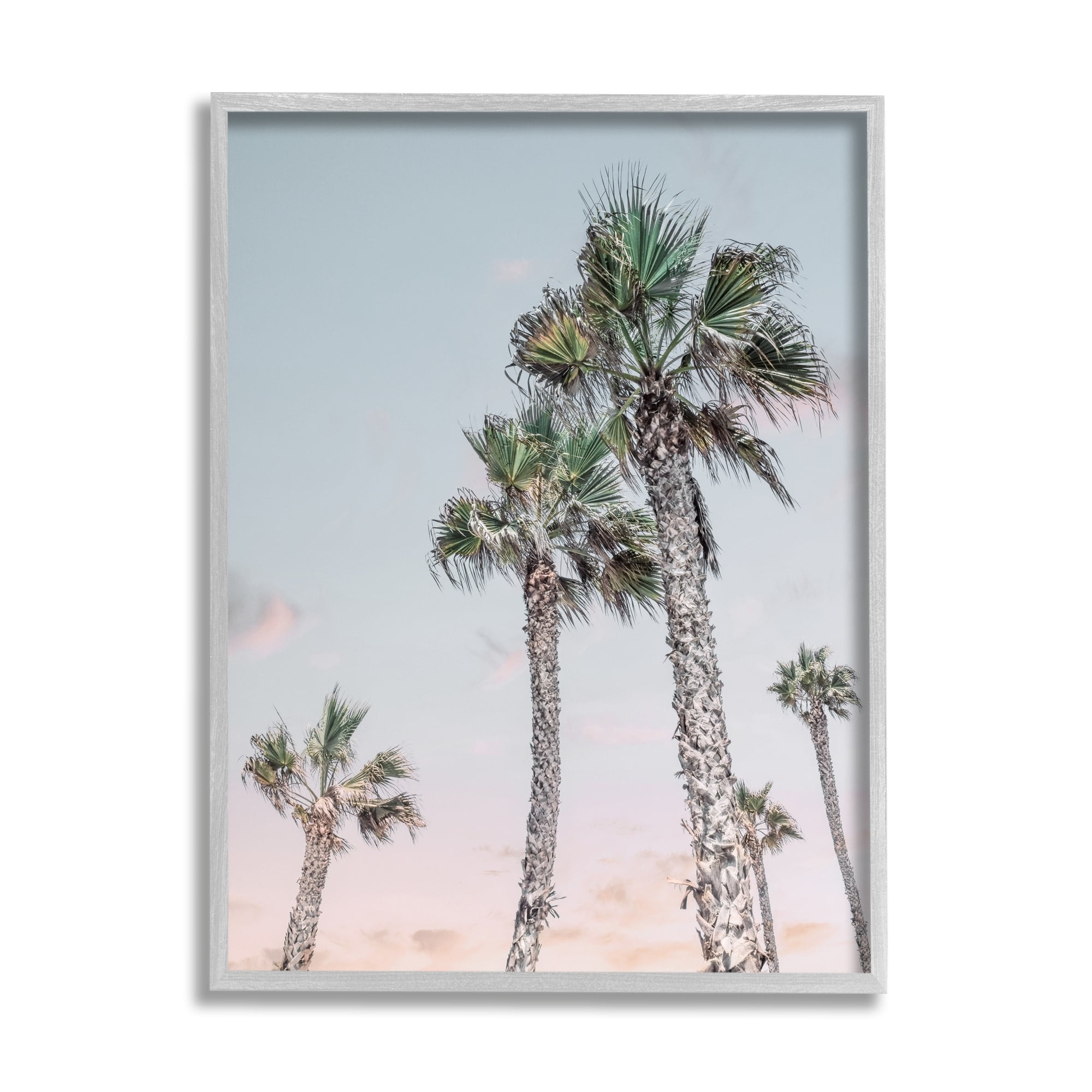 Stupell Industries Tall Tropical Palm Trees Clear Sunset Sky Photograph Gray Framed Art Print Wall Art, Design by Natalie Carpentieri