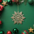 thumbnail image 3 of Northlight 24ct Glitter Snowflake Christmas Ornament Set 4" - Champagne Gold, 3 of 6
