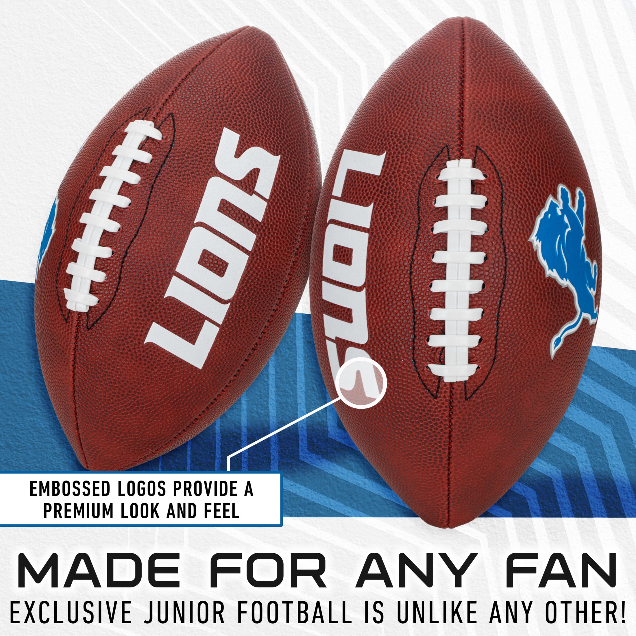 Franklin Sports NFL Detroit Lions Football - Youth Junior Size Football for Kids - Official NFL Team Logo + Colors Youth Football - Kids NFL Fan Shop Football
