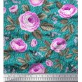 thumbnail image 1 of Soimoi Polyester Crepe Fabric Leaves & Camellias Floral Decor Fabric Printed Yard 42 Inch Wide, 1 of 3