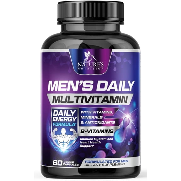 Multivitamin for Men - Advanced Supplement with Full-Spectrum Formula, Essential Vitamins A, C, D, E, & Zinc - High Potency B Vitamins Multi - Men’s Daily Multivitamins - Bottled in USA - 60 Capsules