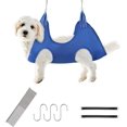 thumbnail image 1 of Kit de aseo para perros, [7 en 1] Hamaca de tela para mascotas con peine, gancho en S y correa, arnés colgante para cortar uñas, baño de perros, S, azul, 1 of 5