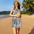 thumbnail image 3 of Gaeub Robe Sans Manches à Imprimé Léopard et Zèbre pour Femmes, Robe Décontractée de Plage, Robe d'Été Maxi Ample avec Poches, 3 of 7