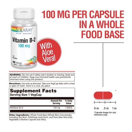 ソラレー ビタミンB2 100mg カプセル 100粒 Solaray Vitamin B2 VegCap