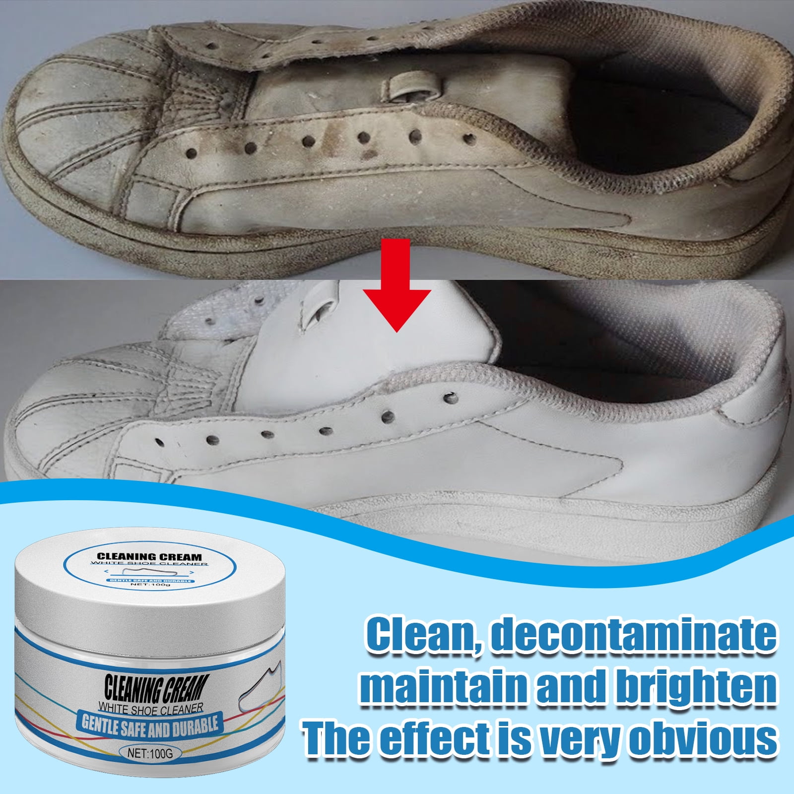 Alvantor White Shoe Cleaner, Remove Stains Shoe Cream No Need to Wash Solid with Sponge