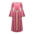 thumbnail image 3 of Hansber Robe Longue Renaissance en Velours à Manches Cloche pour Filles, Rose 6, 3 of 4
