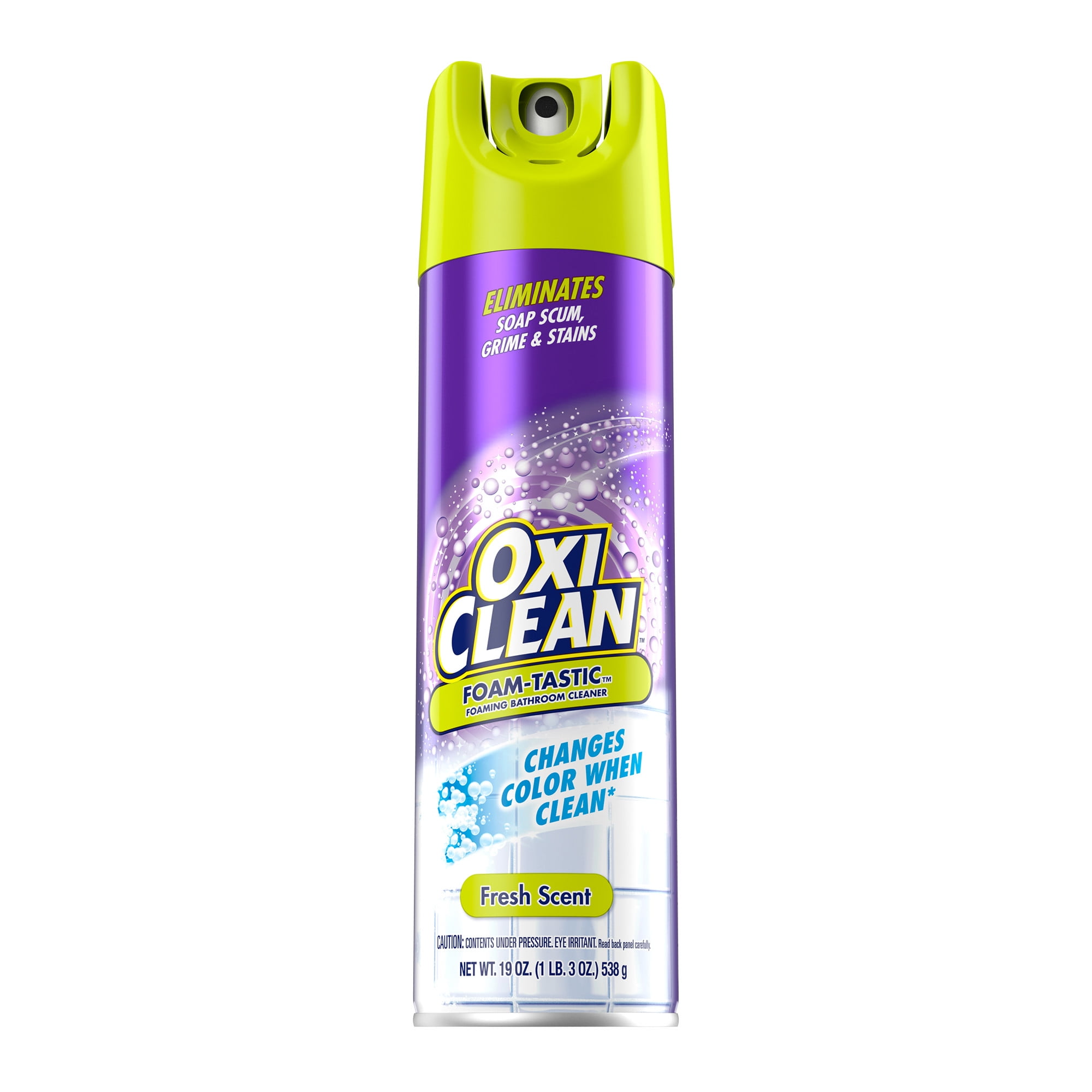 OxiClean Foam-Tastic™ Foaming Bathroom Cleaner, Fresh Scent, 19 oz Spray Can, Eliminates Soap Scum, Grime and Stains