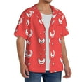 thumbnail image 4 of Xecao offers the Cartoon Rooster for Men's Casual Short-sleeved Shirt, a button-up collared shirt with a pocket, perfect for beach vacations and yacht travel in the Small size., 4 of 7