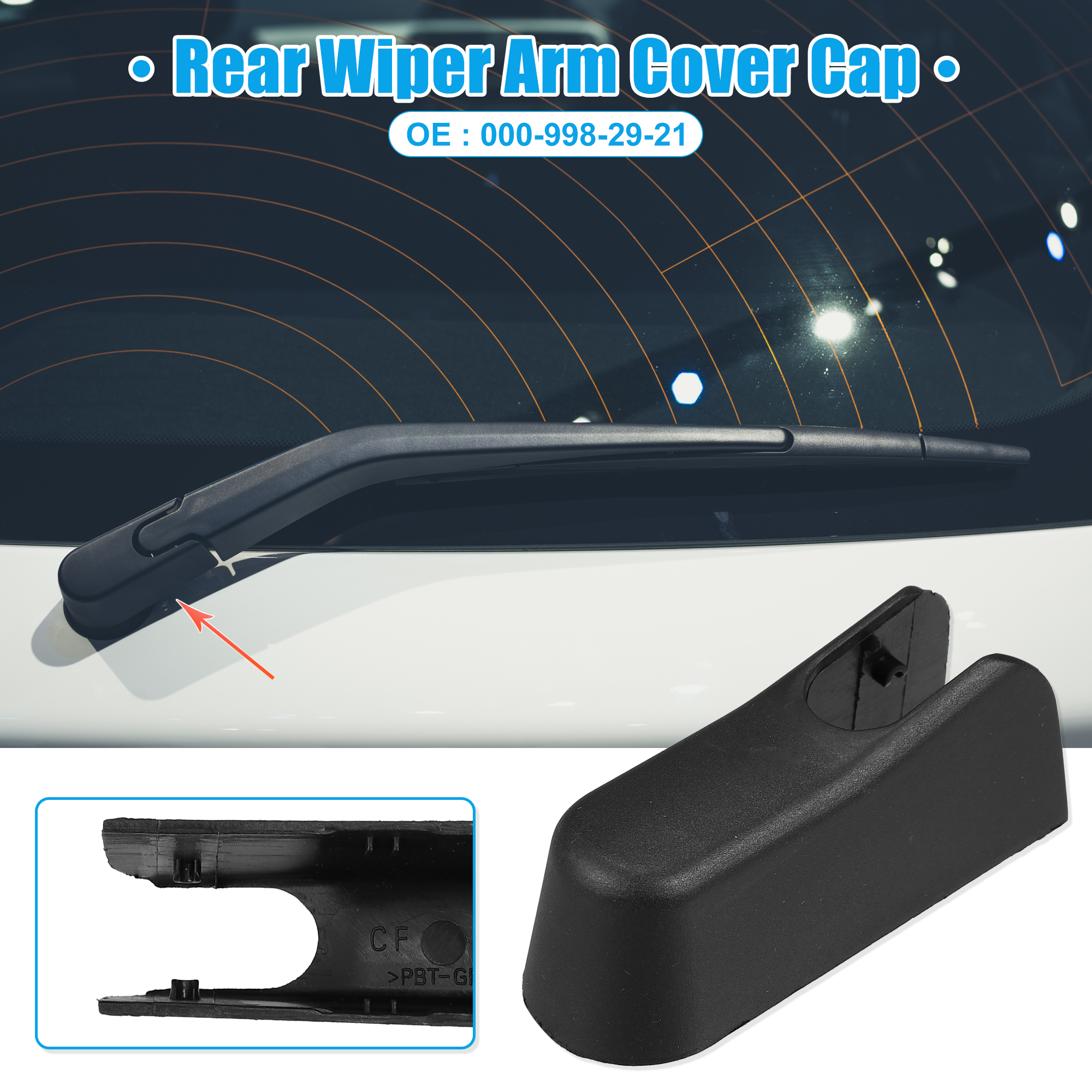 Unique Bargains Rear Wiper Arm Nut Cover Cap for Mercedes GL 320 1-Pack Black
