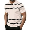 thumbnail image 2 of Antinious Men Fashion Button Crewneck Daily Stripe Print Short Sleeve T-Shirts, 2 of 5