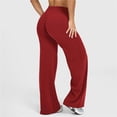thumbnail image 4 of Leggings de entrenamiento for mujer, pantalones de Yoga sin costuras, de pierna ancha, acampanados, de cintura alta, suaves, sin costura frontal, gimnasio, Control de barriga, 4 of 5