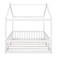 thumbnail image 7 of Full Size House Bed Solid Wood Floor Bed Frame with Fence Guardrails and Roof Montessori Bed Playhouse Bed for Children Girls and Boys, White, 7 of 7