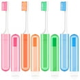 thumbnail image 4 of Abaima 8 Pieces Travel Toothbrush, Folding Toothbrush with Waterproof Box, Soft Bristles Potable Travel Size Toothbrush for Travel Camping School Home(4 colors), 4 of 8