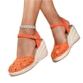 thumbnail image 5 of LTTVQM Womens Espadrilles Wedges Sandals Wedge Platform Sandals Mesh Comfortable Closed Toe Ankle Strap Buckle Casual Summer Wedge Heels Saffron 37(US-6.5), 5 of 6