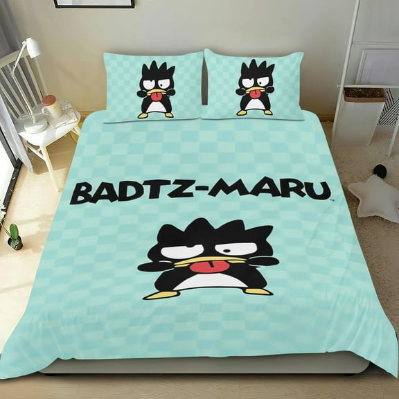 3 Piece Comforter Cover Set For Badtz Maru Bedding Set Cute Duvet Cover Sets Super Soft Teens Bedding Set Kids Bedroom Gifts,1 Duvet Cover with 2 Pillowcases Twin
