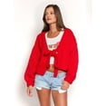 thumbnail image 4 of Knitted Cardigan Sweater Autumn Winter Long Sleeve Solid Lace Up Top Knitwear Female Outerwear Jacket Red XL, 4 of 10