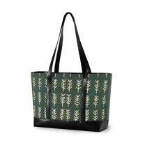 FORMRS Laptop Tote Bag for Women with 15.6" Computer Compartments Handbag, Dark Green Leaves