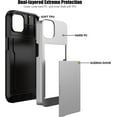 thumbnail image 4 of KOMI for iPhone 13 Case with Card Holder[Store 5 Cards] Dual Layer Heavy Duty Shockproof iPhone 13 Wallet Case with Hidden Card Slot Large Storage Case for iPhone 13 (Silver), 4 of 5