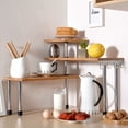 Bamboo 3 Tier Kitchen Corner Shelf Desktop Rack Unit Stainless Steel
