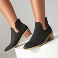 thumbnail image 4 of NECHOLOGY Botas Mujer Adulto Femenino Zapatos Botines de mujer Color sólido simple Cómodo Tacón grueso Medio cilindro Puntiagudo Tallas grandes Botas occidentales Botines (Black, 9), 4 of 6