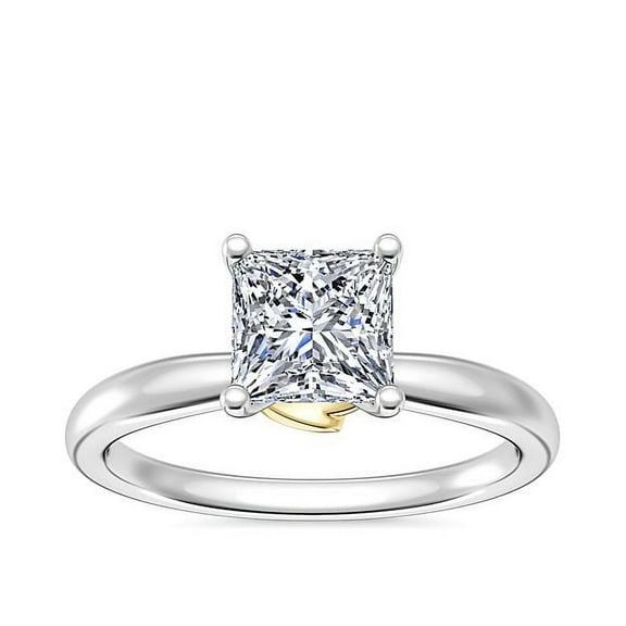 1.00 T.C.W Beautiful Solitiare Princess Natural Diamond Engagement Ring for her Solid 14K White Gold Size 7