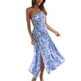 thumbnail image 4 of nvzhuang Women Summer Midi Dress Spaghetti Strap Cross Tie-Up Backless Sleeveless Dress, 4 of 8