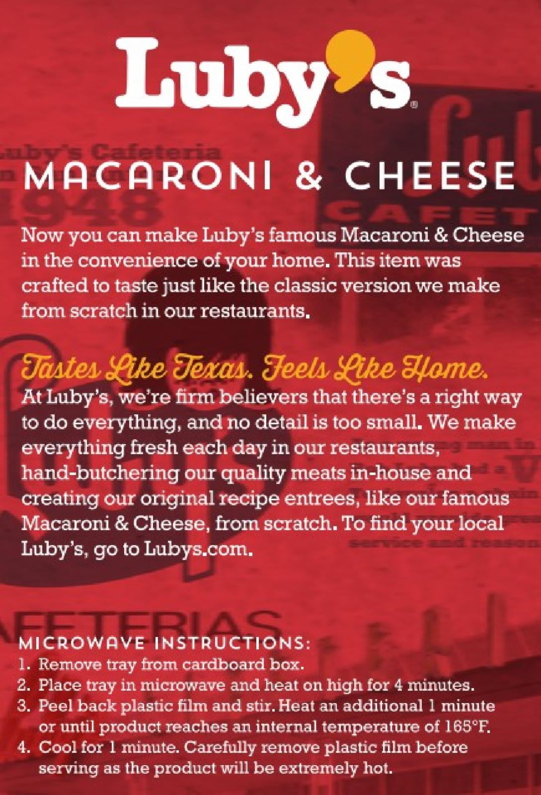 Luby's Macaroni and Cheese, 10oz, Frozen Single Serve (1 Unit)