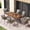 Grey#7 PCS, variant on HighSound 6-Piece Outdoor Acacia Wood Dining Set, Patio Table and Chairs Set with Bench for 6-7 People, Outdoor Dining Furniture Set for Garden, Backyard and Poolside, Natural