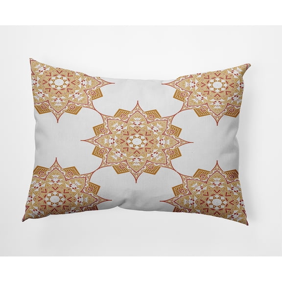 Simply Daisy, 14" x 20" Rhapsody Gold Decorative Abstract Outdoor Throw Pillow