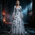 thumbnail image 3 of For Women Zombie Ghost Bride Dress Cosplay Costume Scary Outfit  Halloween Costumes, 3 of 4