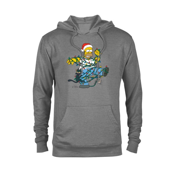 The Simpsons Homer and Snowball Tangled Holiday Pullover Hoodie