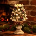 thumbnail image 3 of Christmas Heirloom Candle Holder, Rustic Resin Christmas Tree Candlestick, Vintage Holiday Tealight Decor for Fireplace Mantel, Dining Table, Shelf and Christmas Home Display, 3 of 9