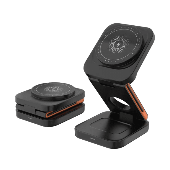 3 in 1 Wireless Compact Charger 15W Fast Charging Station Compatible with iPhone , AirPods and iWatch