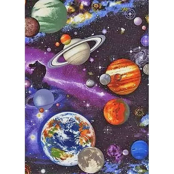 Pintura de diamante Universo de planetas 5D Kit de imagen de diamantes de imitación de resina redonda completa FLhrweasw Nuevo