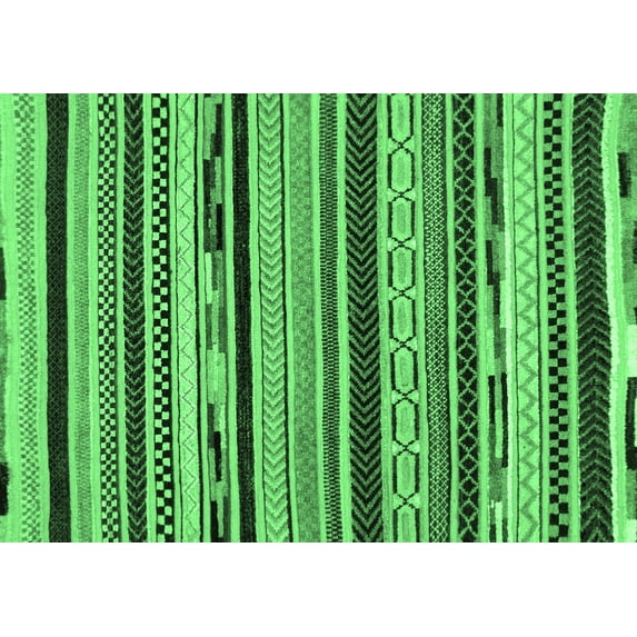 Ahgly Company Indoor Rectangle Abstract Emerald Green Modern Area Rugs, 6' x 9'